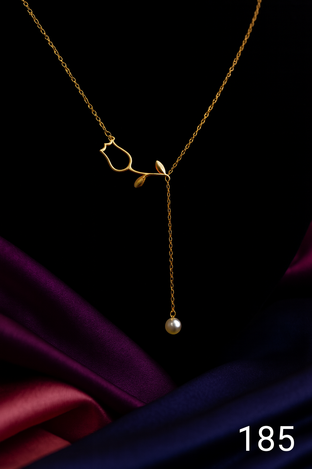 Gold Pendant Necklace with Pearl Drop